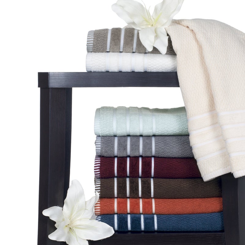 Lavish Home Luxury Cotton Towel Set - Rice Weave 100% Egyptian Cotton 6 Piece Set with 2 Bath Towels, 2 Hand Towels and 2 Washcloths - Silver Gray - Image 3